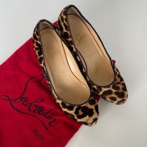 Christian Louboutin Brown/Black Leopard Print Calfhair Melissa Wedge Pump - 37